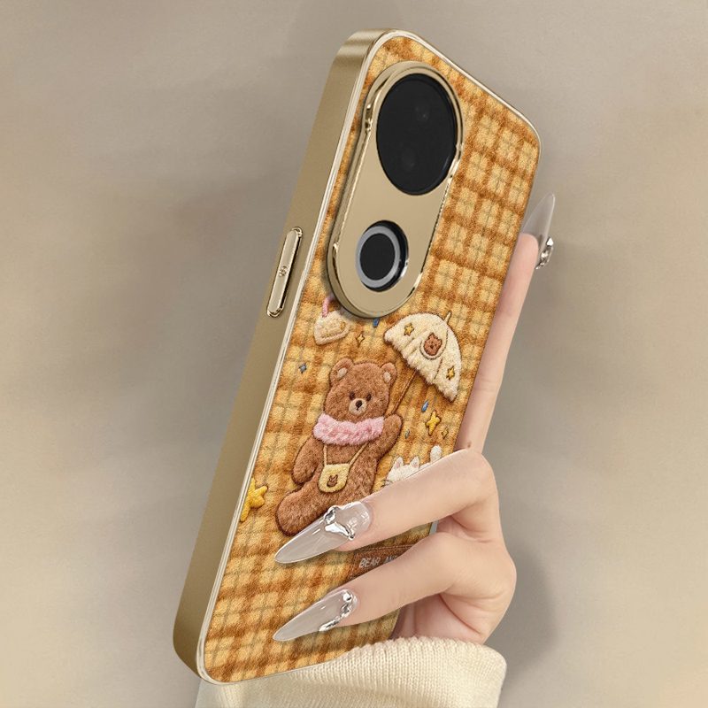 小熊猫咪适用于vivos30手机壳s30promini新款s20男女s19可爱s18e小羊皮s17t网红s16好看s15小众高级防摔支架