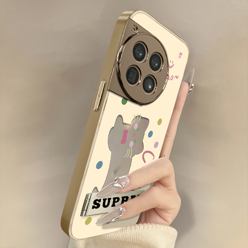 镂空猫咪适用于一加15手机壳1加13T新款12卡通11网红ace6可爱ace5pro女ace3高级感2支架全包电镀镜面保护套
