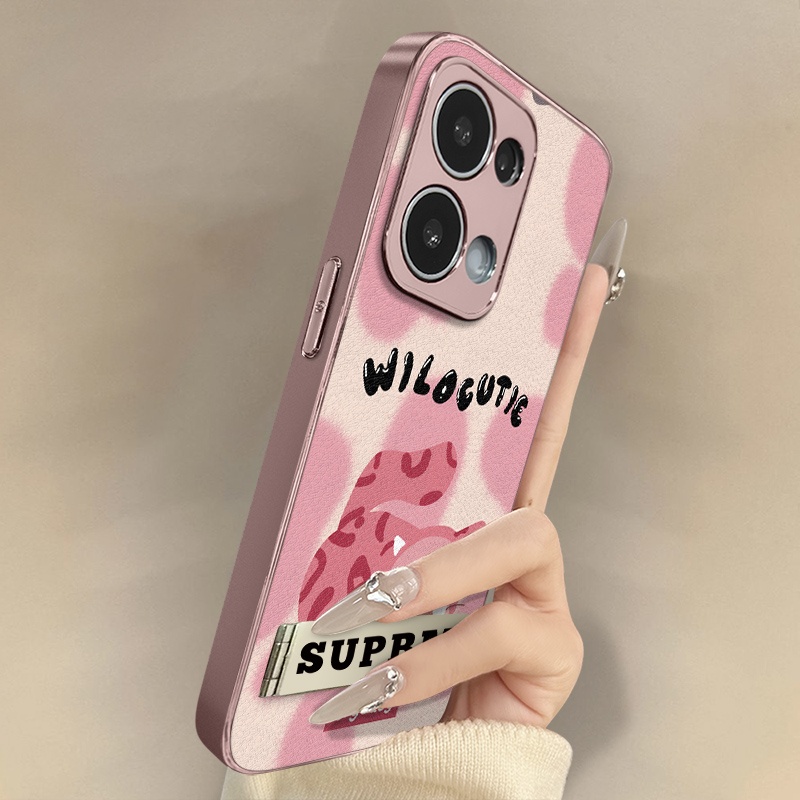 猫咪哭娃适用于opporeno14手机壳13pro新款12pro卡通11网红10可爱9女高级8支架7pro全包6pro防摔小羊皮保护套