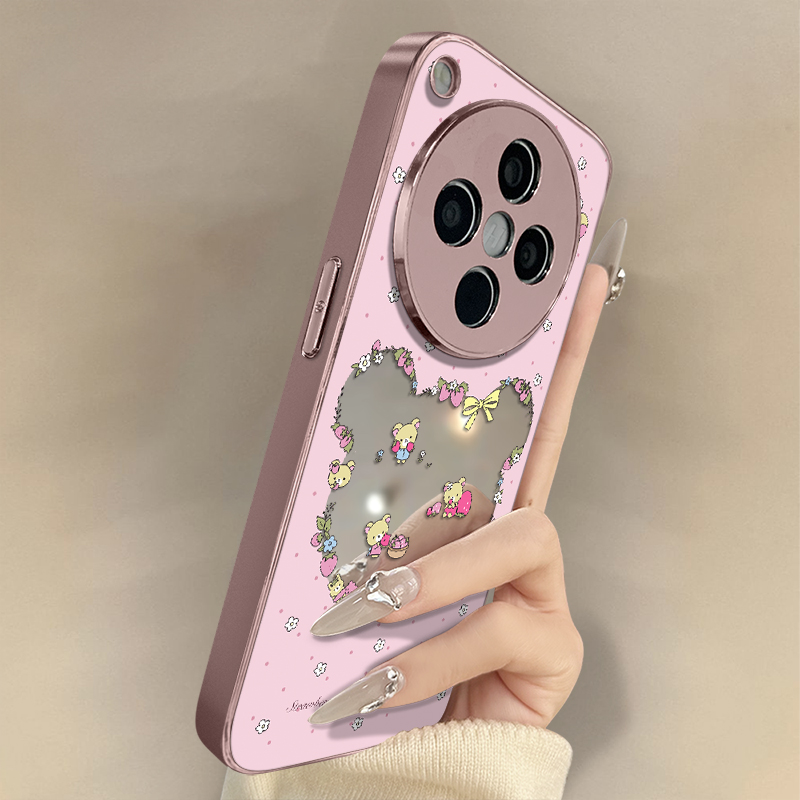 碎花小熊适用oppofindx8Pro手机壳X7Ultra高级x6网红x5趣味a97新款A93s可爱女96电镀镜面58全包55防摔支架