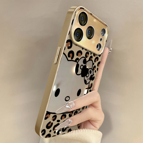 豹纹猫咪适用于苹果17手机壳17pro新款iPhone17promax卡通16网红可爱15少女14高级13支架12巨好看11小众镜面
