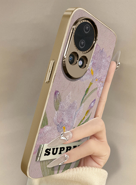 国风紫色鸢尾花适用华为nova13手机壳12ultra高级感11se创意10pro小众9新款8男女支架电镀7小羊皮6全包5防摔