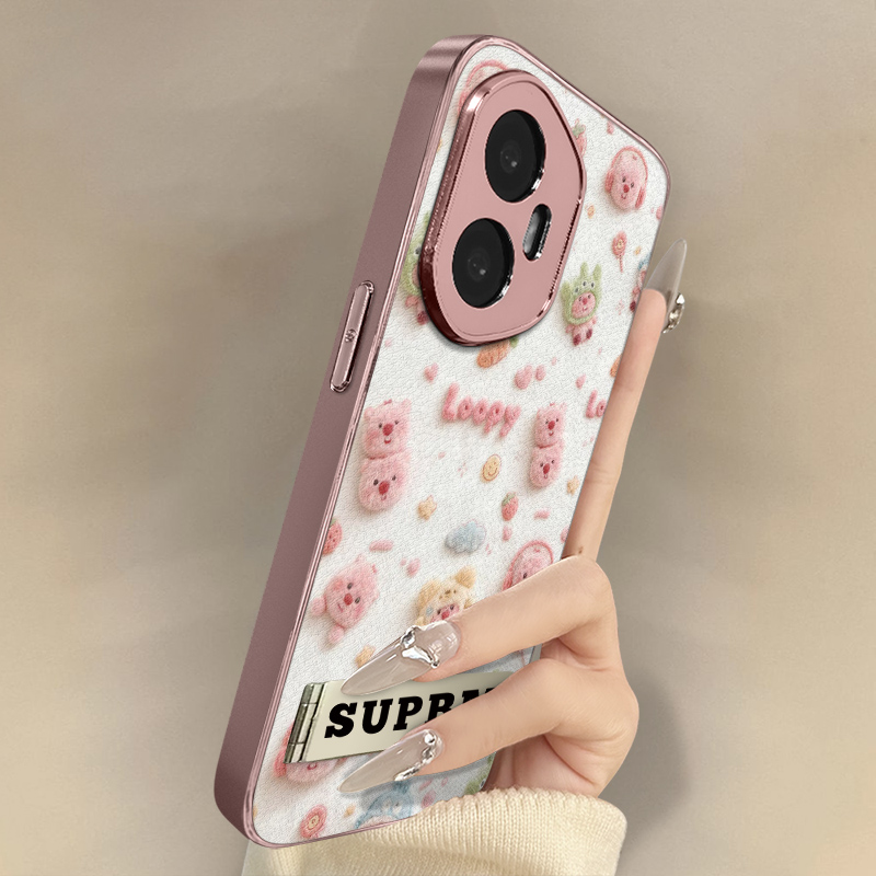 露比海狸适用于荣耀400手机壳300新款200卡通100pro网红90gt可爱80女高级70支架60全包POWER防摔小羊皮保护套