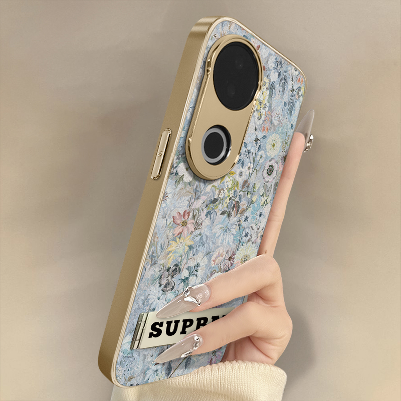 浙皇适用于vivos30手机壳s20pro新款s18e秋冬s17t网红15e简约12支架s19创意s16防摔小羊皮女复古s10百草花丛