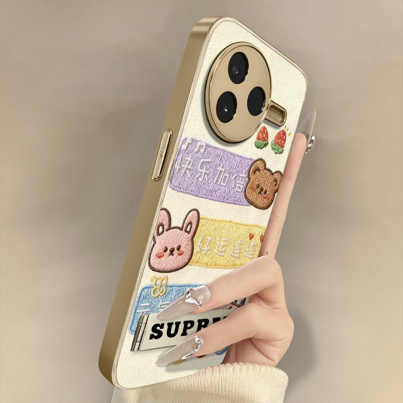 动物祝福适用于红米k90手机壳k80新款k70e卡通60ultra文字note15可爱14高级13支架12pro全包防摔小羊皮保护套