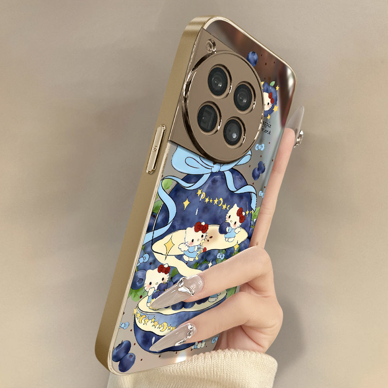 蓝莓猫咪适用于一加15手机壳1加13T新款1加12全包11镜头Turbo6防摔支架ace5pro补妆ace3镜面ace2可爱高级男女
