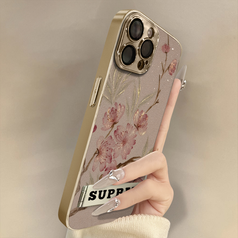 浙皇适用于苹果16e手机壳iPhone15新款14plus高级感13promax国风12创意支架11电镀防摔17女小羊皮8复古素描画