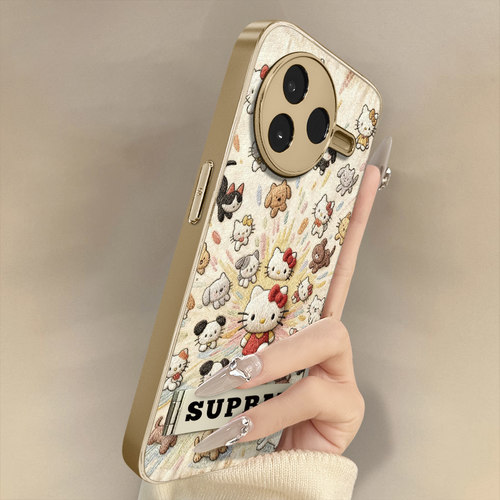 猫狗凯蒂适用于红米k80手机壳k70e新款k60ultra卡通50网红note14可爱13女12pro高级支架全包防摔小羊皮保护套