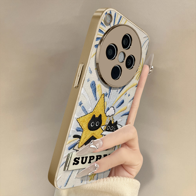 惊喜小猫适用于OPPOFindX9手机壳x7ultra新款findx8卡通x6网红x5可爱女a97高级a93s支架全包防摔小羊皮保护套