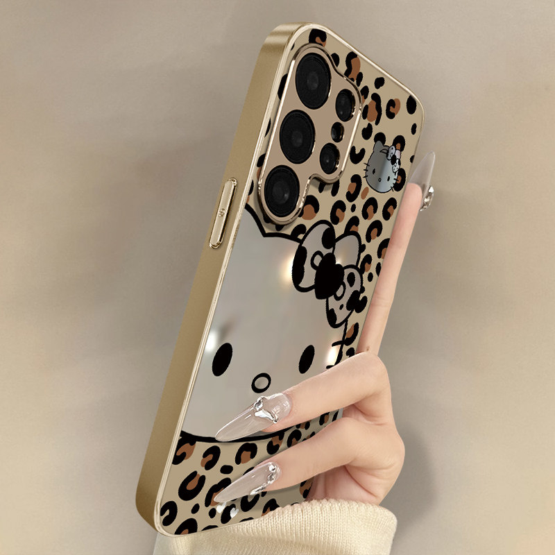 豹纹猫咪适用于三星galaxys26手机壳s26plus新款s26ultra卡通s25网红可爱s24女23高级感支架22电镀镜面保护套