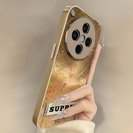 竹子飞蝶适用oppofindx8手机壳reno13网红11国风10pro情侣9新款可爱12pro女电镀x7防摔6小羊皮a97高级a96支架