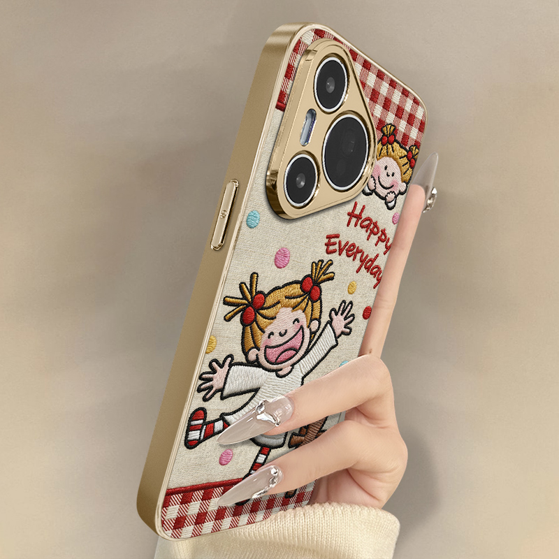 女孩每天开心适用于华为pura80手机壳80pro新款80ultra卡通70可爱小羊皮60art网红p50e好看p40男女高级30支架