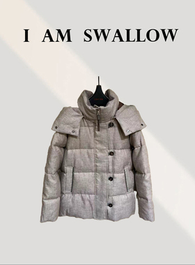 【南油实体店见主页】25Ss冬季新品金线亚麻带帽鹅绒服