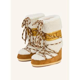 代购 BOOT女士雪地靴保暖透气软底防滑圆头高筒系带双色设计 MOON