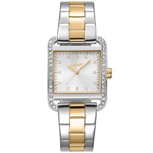 代购DKNY唐可娜儿女士腕表计时夜光日期防水金属钢带双色商务