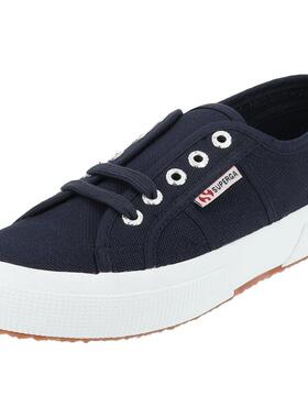 代购Superga女士帆布鞋舒适轻便透气耐用深蓝色棉质鞋带橡胶鞋底