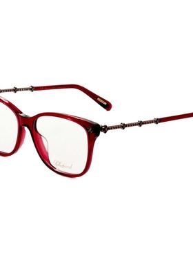 代购Chopard女士眼镜框红色方形金属与醋酸纤维酒红色日常佩戴