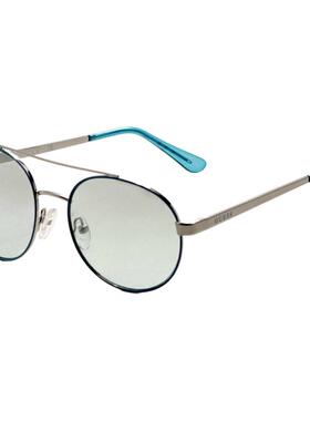 代购GUESS女士太阳镜防紫外线镜面反光轻便清晰视野圆形金属银色