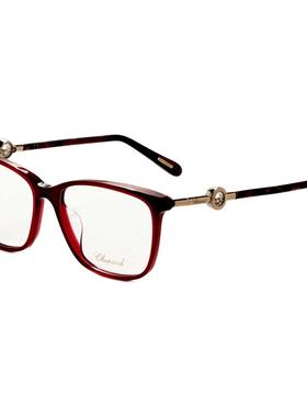 代购Chopard女士眼镜框红色方形醋酸纤维酒红日常佩戴办公眼镜架