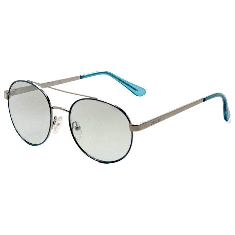 代购GUESS女士太阳镜防紫外线镜面镀膜轻盈耐磨损圆形金属银色