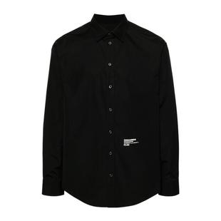 领弧形下摆带坐标徽标 Dsquared2男式 棉质长袖 衬衫 经典