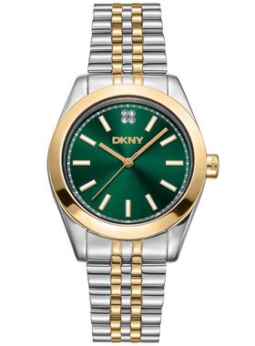 代购DKNY唐可娜儿女士腕表计时夜光日期防水金属钢带双色商务
