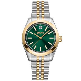 代购DKNY唐可娜儿女士腕表计时夜光日期防水金属钢带双色商务