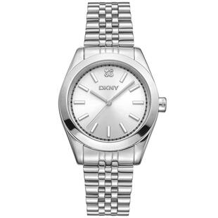 代购DKNY唐可娜儿女士腕表计时夜光日期防刮金属钢带银色防水