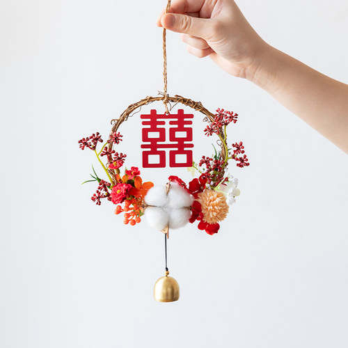 喜字婚房布置花挂件结婚门墙装饰