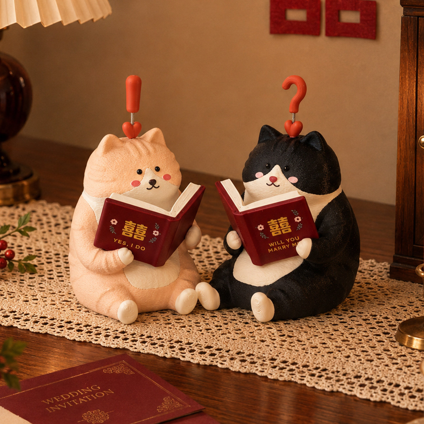 婚房可爱猫咪装饰喜摆件结婚礼物图片