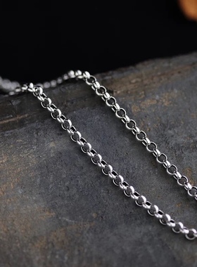 S925纯银海盗毛衣链长款韩国时尚百搭复古泰银项链老银匠手工