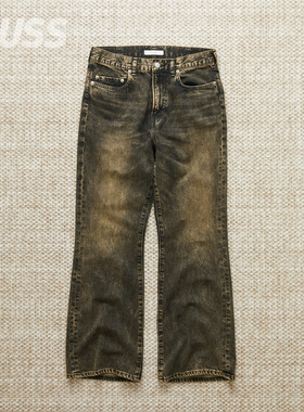 现货 JIEDA REGULAR FIT DENIM PANTS日产水洗做旧微喇牛仔裤25SS
