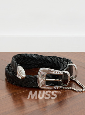现货 JIEDA WESTERN BELT 复古牛皮手工编织简约休闲西部腰带皮带