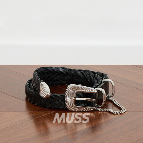 现货 JIEDA WESTERN BELT 复古牛皮手工编织简约休闲西部腰带皮带