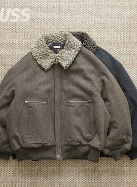 现货 NAME. MELTON/PADED FLIGHT 日产羊毛呢拼领棉服飞行员夹克