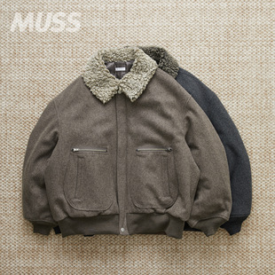 FLIGHT 现货 PADED MELTON 日产羊毛呢拼领棉服飞行员夹克 NAME.