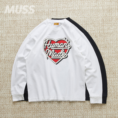 HUMANMADE日产爱心印花长袖T恤