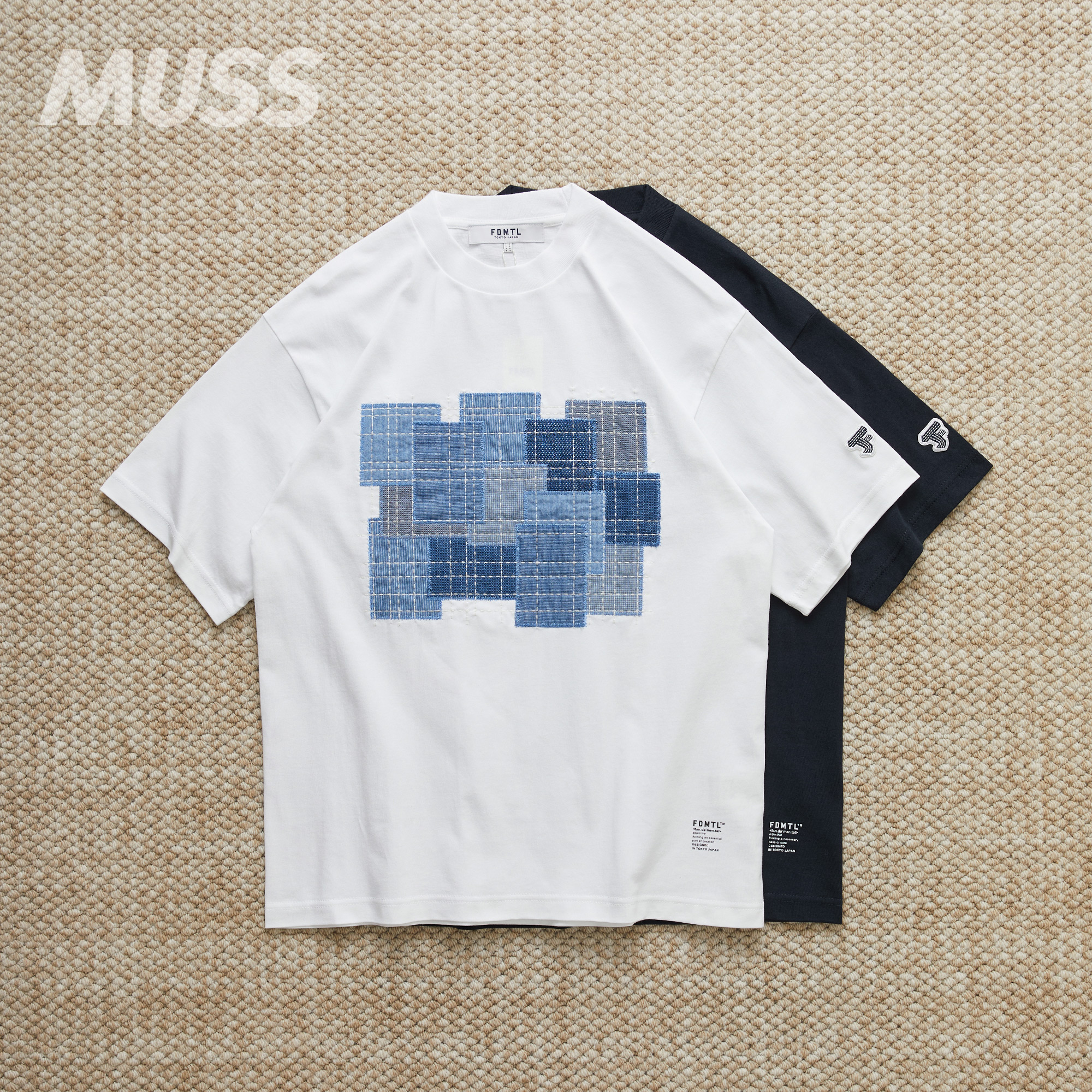 FDMTL拼接贴布刺绣纯棉短袖T恤