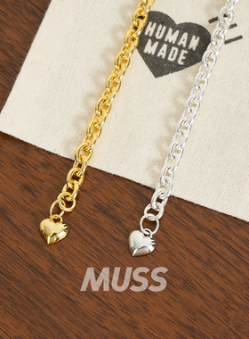 现货 HUMAN MADE HEART SILVER BRACELET 心型吊坠925银手链 25SS