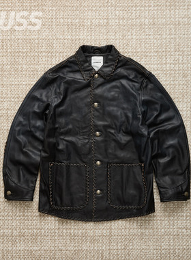 现货 BOWWOW BRAIDED LEATHER COVERALL牛皮编织工装皮衣夹克25AW