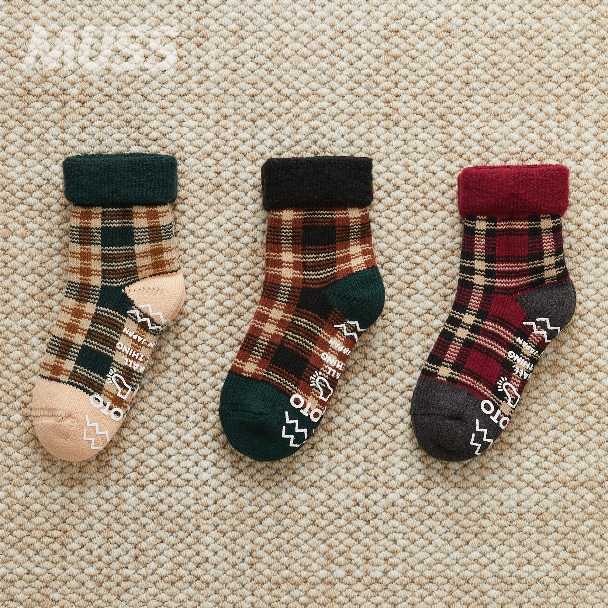 ROTOTO日产复古条纹保暖袜中筒袜