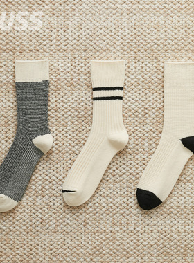 现货 ROTOTO R1625 COMFY ROOM SOCKS 日产复古条纹保暖袜中筒袜