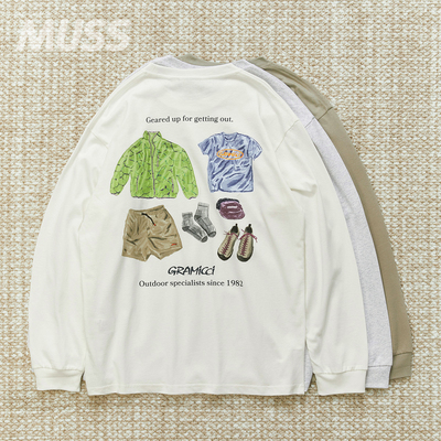 GRAMICCI户外图案印花长袖T恤