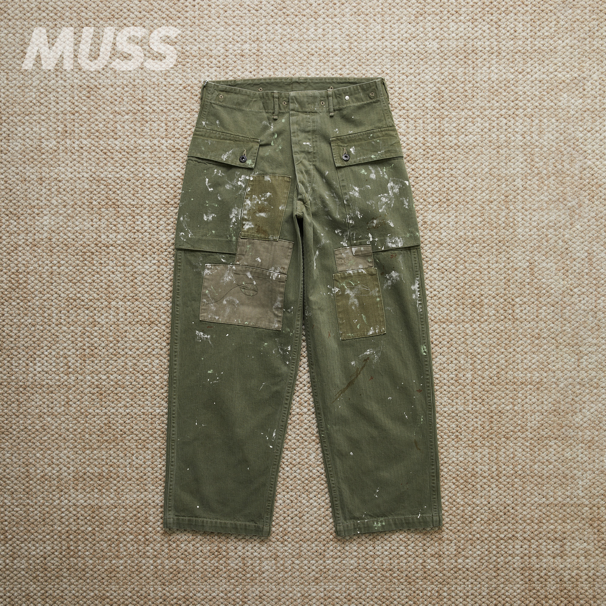 BOWWOW泼墨做旧补丁工装裤