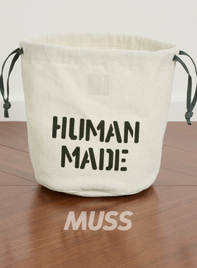 现货 HUMAN MADE DRAWSTRING BAG 猿人头做旧帆布水桶包