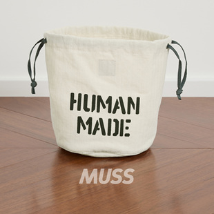 现货 HUMAN MADE DRAWSTRING BAG 猿人头做旧帆布水桶包