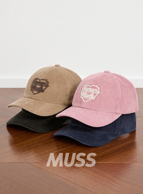 现货 HUMAN MADE CORDUROY CAP爱心字母复古灯芯绒鸭舌棒球帽25AW