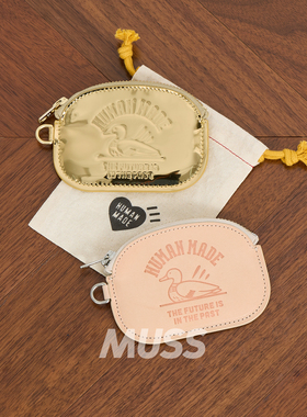 现货 HUMAN MADE LEATHER COIN CASE 牛皮革浮雕鸭子图案零钱包