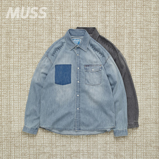 现货 LIBERAIDERS TRIBAL DENIM SHIRT 水洗做旧部落图腾牛仔衬衫