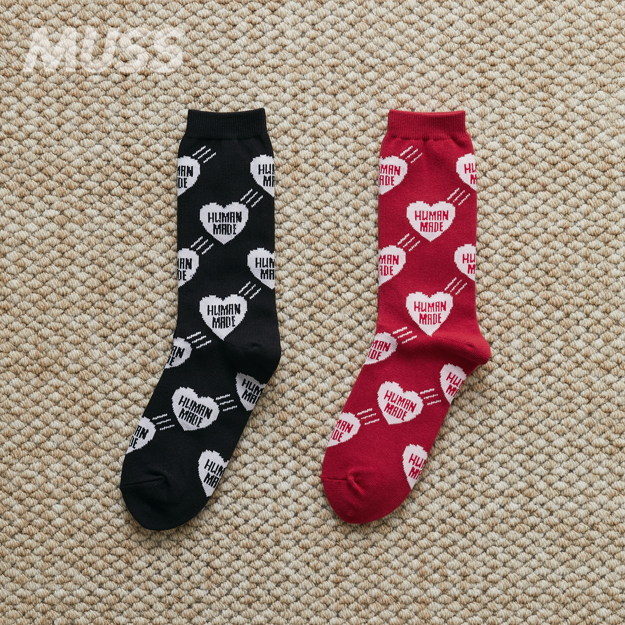 HUMANMADE日产爱心中筒袜毛巾袜